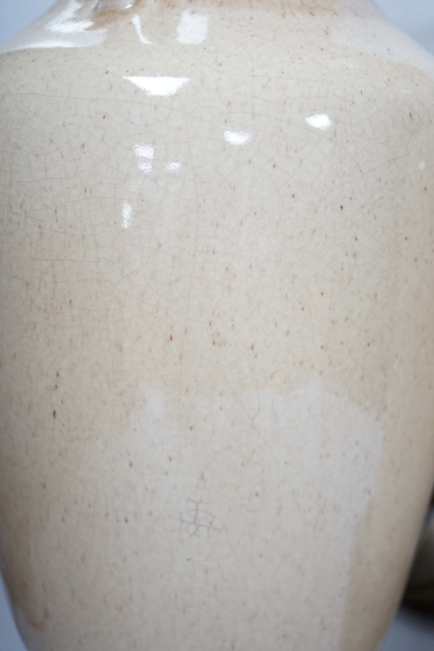 A pair of Chinese glazed table lamps, 43cm to ceramic top